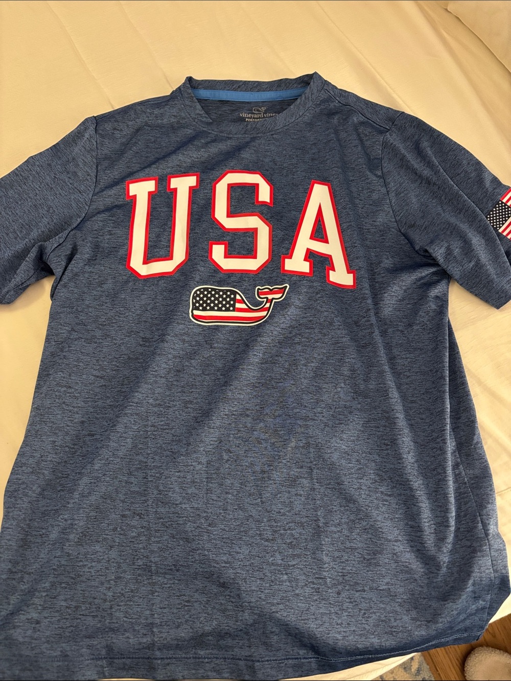 Vineyard Vines Navy Blue USA Tee with Red & White Accents